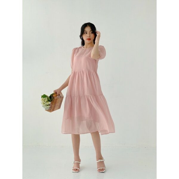 TUBYCATU | Đầm organza hồng 2 tầng - Ảnh 2