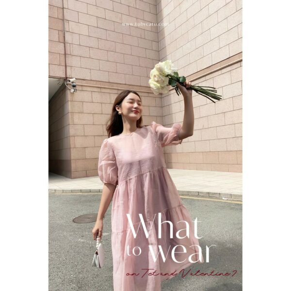 TUBYCATU | Đầm organza hồng 2 tầng - Ảnh 4