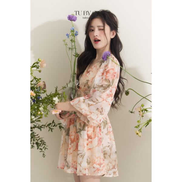 TUBYCATU | Jumpsuit tơ bông nâu xanh nút ngọc - Hình ảnh 6