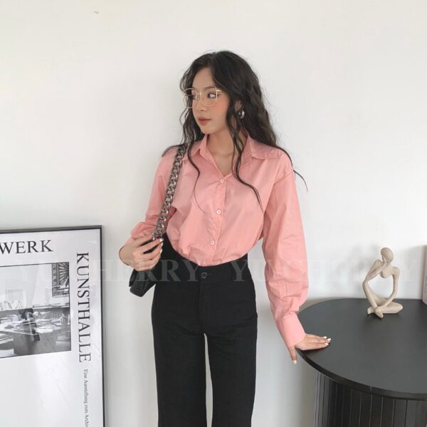 YU CHERRY | Áo nữ Basic Cotton Shirt YA381 - Hình ảnh 2