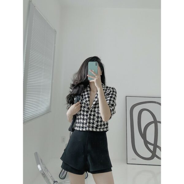 YU CHERRY | Áo nữ Gingham Pocket Blazer YA362 - Hình ảnh 2