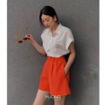 Áo sơ mi cotton lụa trắng HUONG BOUTIQUE HBSM965 vai cánh rơi