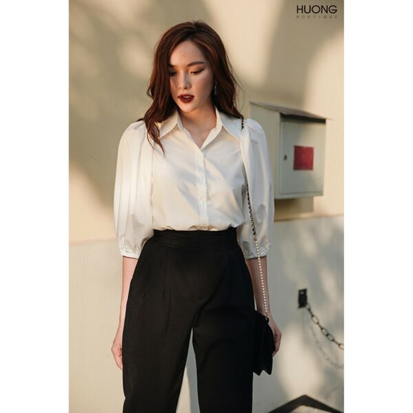 Áo sơ mi cotton nữ HB HUONGBOUTIQUE HBSM675 trẻ trung, cá tính, hottrend 2022 - Hình ảnh 2