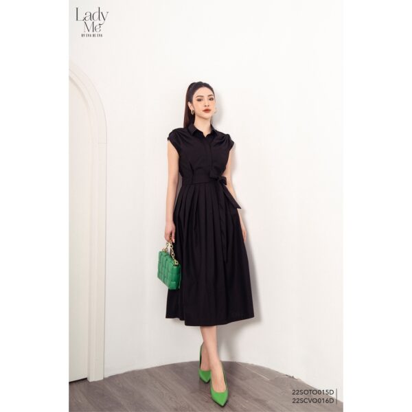 Áo sơ mi đen nữ tay nhún LADY ME by Eva de Eva 22SOTO015D - Hình ảnh 2