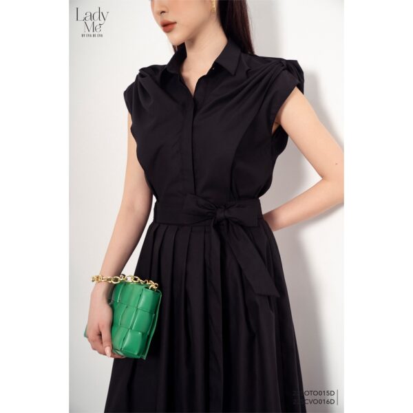 Áo sơ mi đen nữ tay nhún LADY ME by Eva de Eva 22SOTO015D - Hình ảnh 3