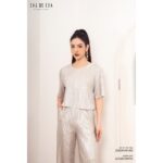 Áo sơ mi nữ tay ngắn cổ tròn LADY ME by Eva de Eva 22SSMO016G