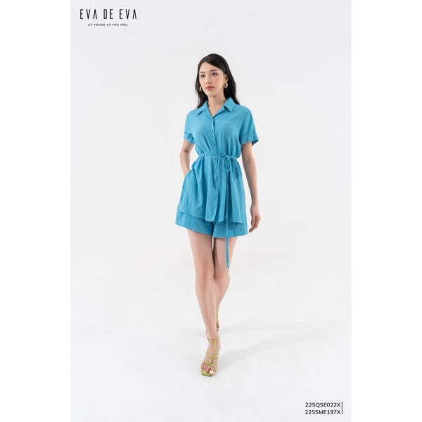 Áo sơ mi nữ tay ngắn cổ vest Eva de Eva 22SSME197X - Hình ảnh 2
