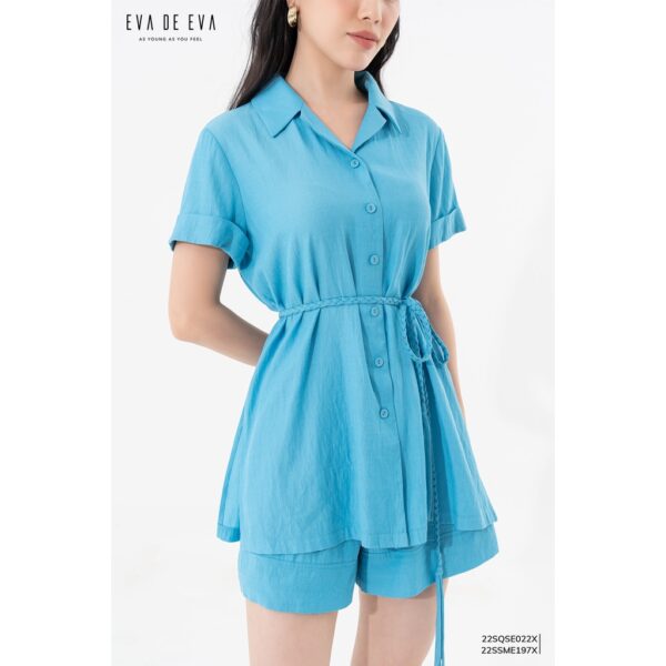 Áo sơ mi nữ tay ngắn cổ vest Eva de Eva 22SSME197X - Hình ảnh 3