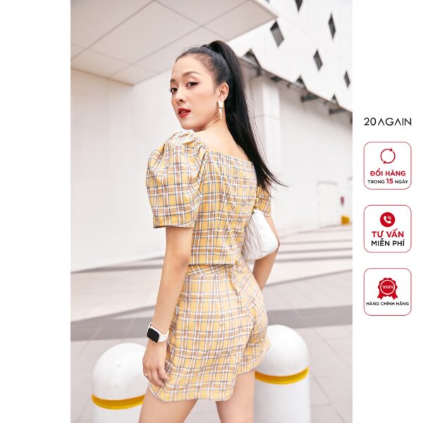Áo sơ mi ngắn tay croptop cổ vuông 20 AGAIN, thiết kế độc đáo, sành điệu ABA2404 - Hình ảnh 3