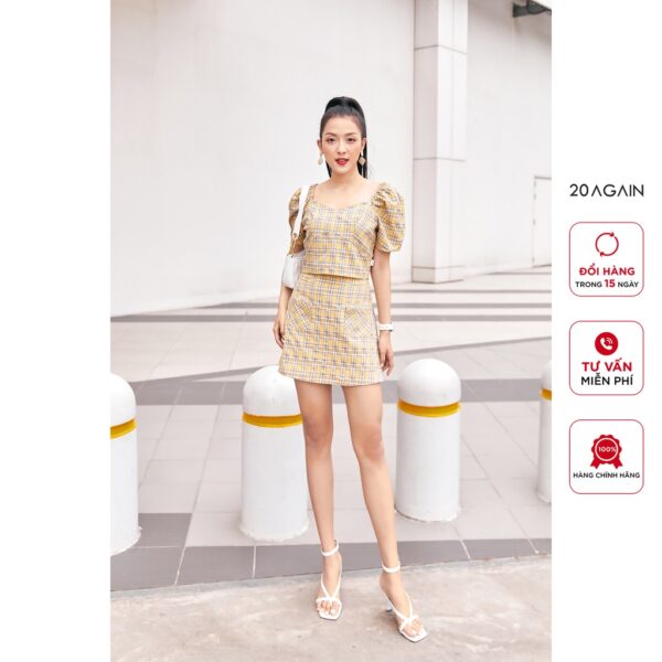 Áo sơ mi ngắn tay croptop cổ vuông 20 AGAIN, thiết kế độc đáo, sành điệu ABA2404