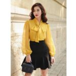 Áo sơ mi vàng chanh HUONG BOUTIQUE HBSM744 thanh lịch, trẻ trung, hottrend 2022