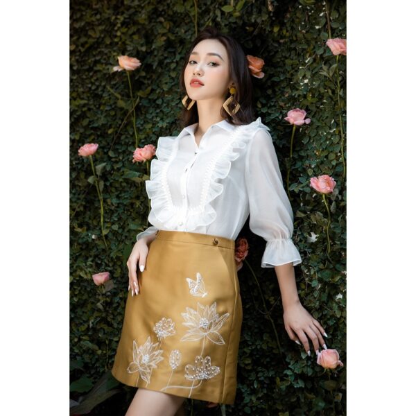 Chân váy thêu hoa vàng VT - Ảnh 3