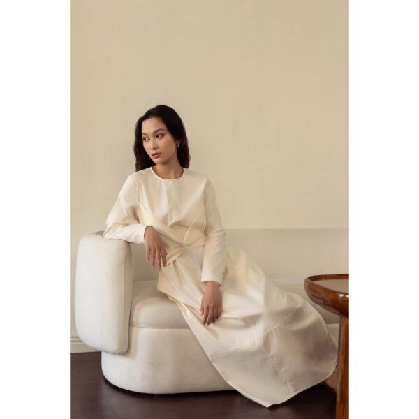 CoNIN-Đầm tay dài form tùng phồng, thắt nơ không kén dáng