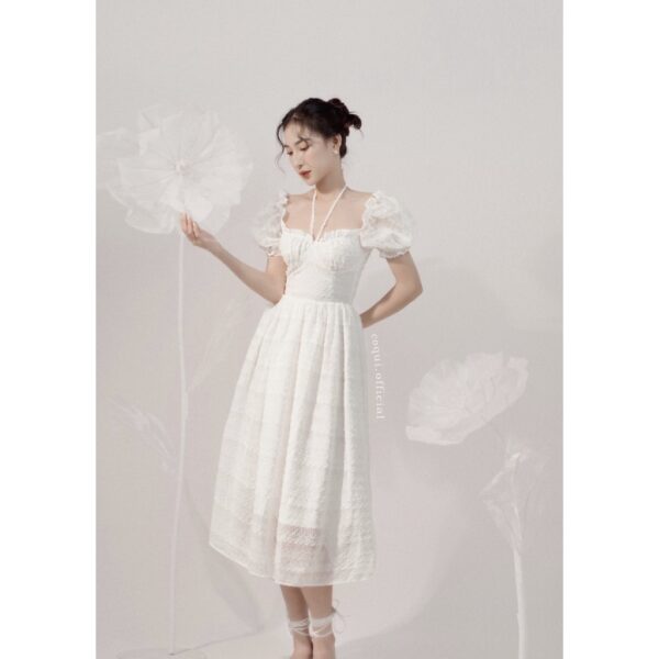 COQUI - Đầm dài voan sọc cúp ngực tay phồng - Luna Dress - Hình ảnh 2