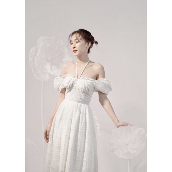 COQUI - Đầm dài voan sọc cúp ngực tay phồng - Luna Dress - Hình ảnh 5