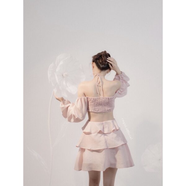 COQUI - Đầm voan tay dài hở eo - Jasmine Dress - Hồng - Ảnh 2