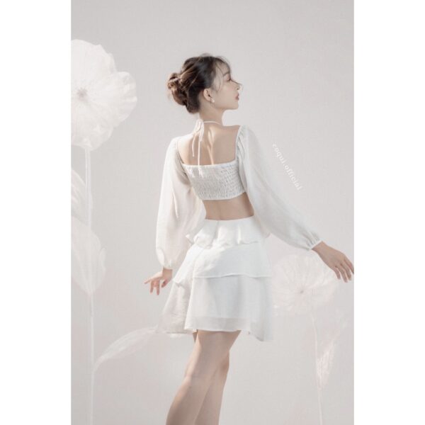 COQUI - Đầm voan tay dài hở eo - Jasmine Dress - Trắng - Hình ảnh 5