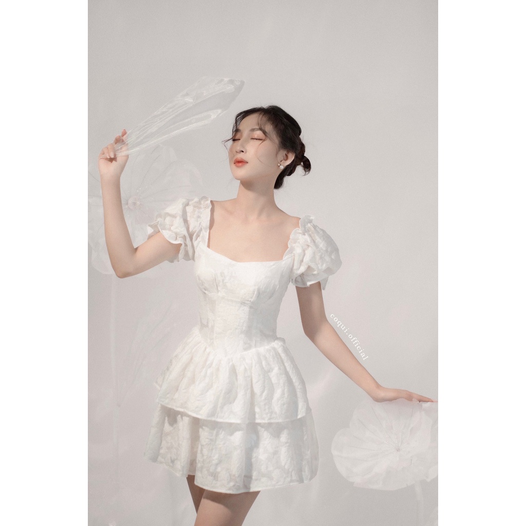 COQUI – Đầm xoè 2 tầng voan hoa cúp ngực – Cara Dress