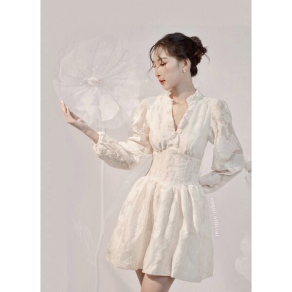 COQUI - Đầm xoè tay phồng dài xẻ cổ - Amy Dress