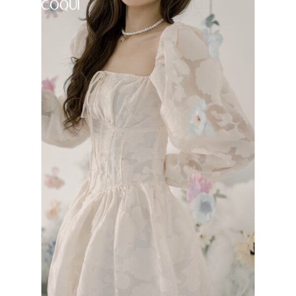 COQUI Đầm xoè trắng công chúa tay phồng thiết kế thêu hoa dự tiệc Lucy Dress - Hình ảnh 6