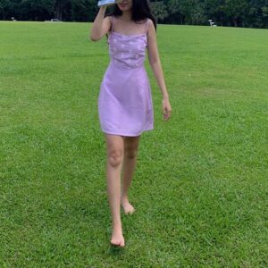 Đầm 2 dây phối hoa