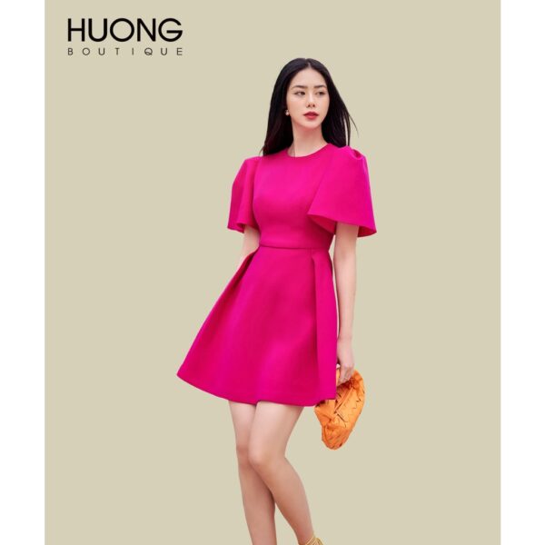 Đầm cocktail hồng sen tay bồng HUONG BOUTIQUE HBV1181 - Hình ảnh 4