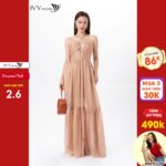 Đầm dạ hội cổ yếm IVY moda MS 45S2714