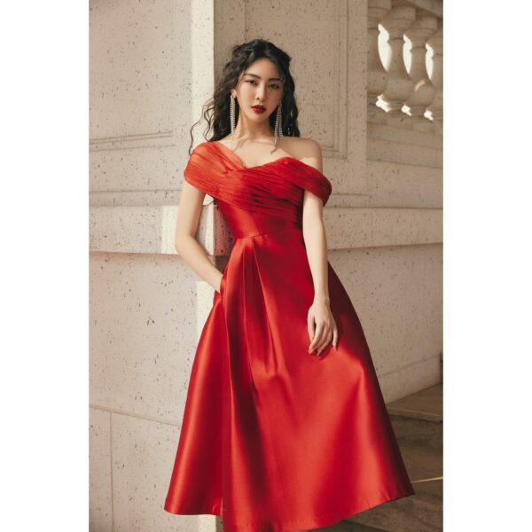 Đầm maxi red rose HUONG BOUTIQUE HBLOVE351 chất liệu taffeta phối lưới