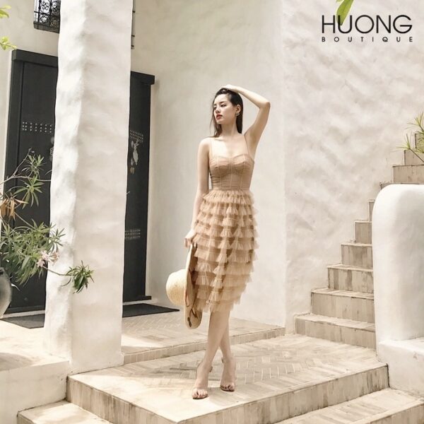 Đầm maxi ren lưới xếp bèo tầng HUONGBOUTIQUE HBLOVE248 - Hình ảnh 3