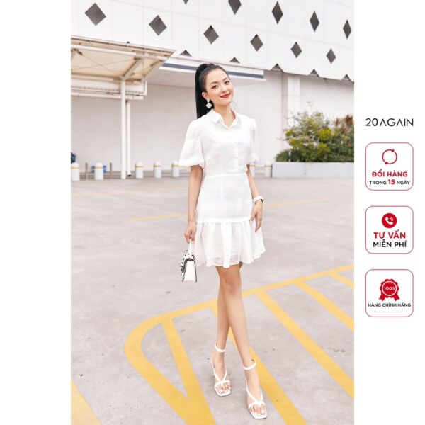 Đầm ngắn tay cổ đức 20 AGAIN, thiết kế tay bồng DEA2213 - Ảnh 2