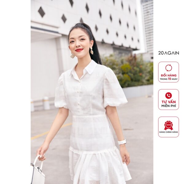 Đầm ngắn tay cổ đức 20 AGAIN, thiết kế tay bồng DEA2213 - Ảnh 4