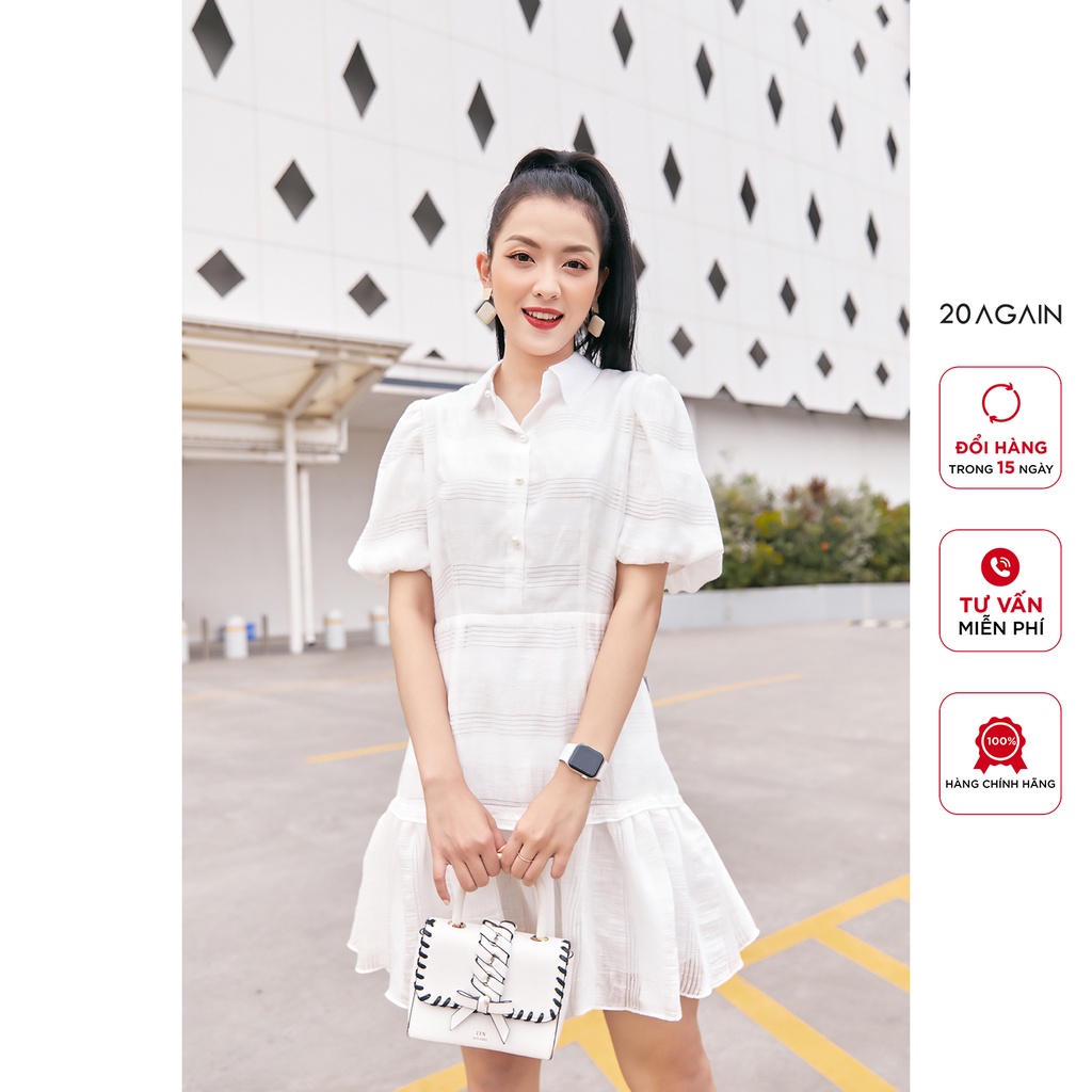 Đầm ngắn tay cổ đức 20 AGAIN, thiết kế tay bồng DEA2213