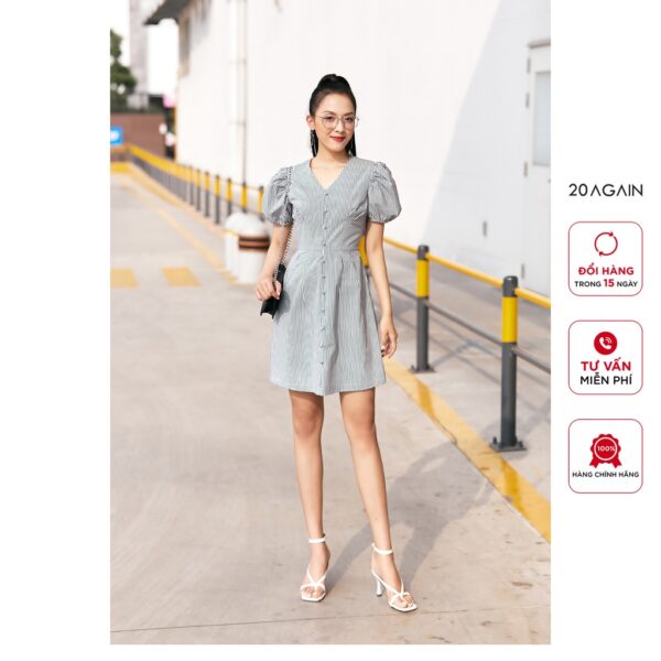 Đầm ngắn tay cổ V 20 AGAIN, thiết kế tay bồng DEA2350 - Hình ảnh 2
