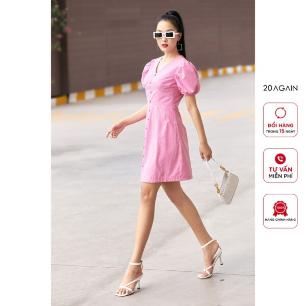 Đầm ngắn tay cổ V 20 AGAIN, thiết kế tay bồng DEA2350 - Hình ảnh 6