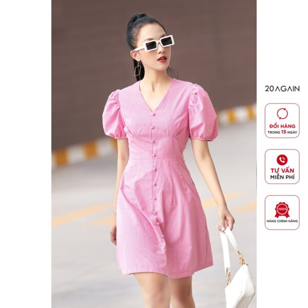 Đầm ngắn tay cổ V 20 AGAIN, thiết kế tay bồng DEA2350 - Hình ảnh 7