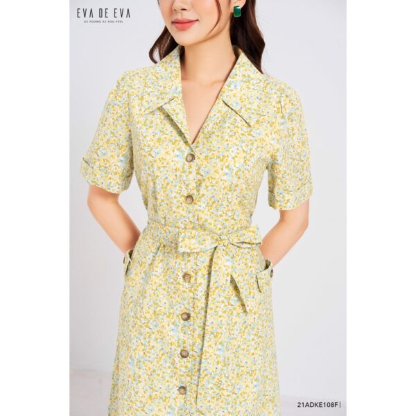 Đầm tay ngắn dáng dài cổ vest Eva de Eva 21ADKE108F - Hình ảnh 3