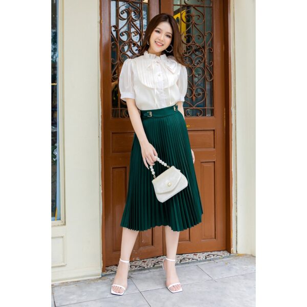 Midi đai xếp li cổ vịt - Hình ảnh 4
