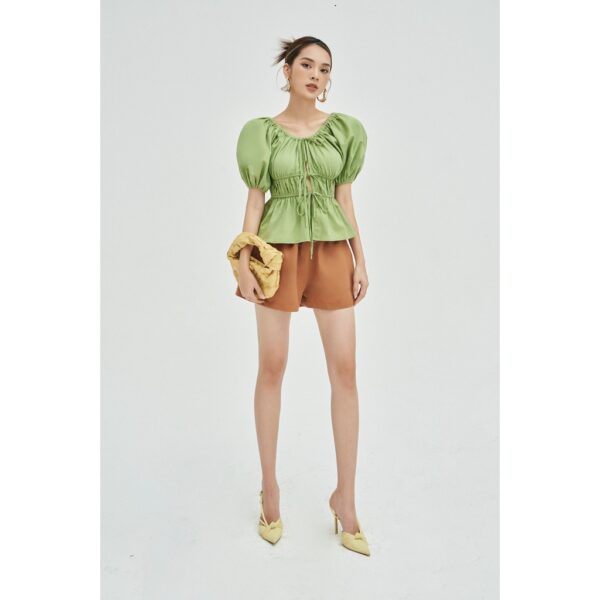 MOLLYNISTA - Áo Dara tay phồng rút nhúm chun eo freesize quyến rũ nữ tính thiết kế cao cấp đi chơi đi tiệc gợi cảm - Ảnh 6
