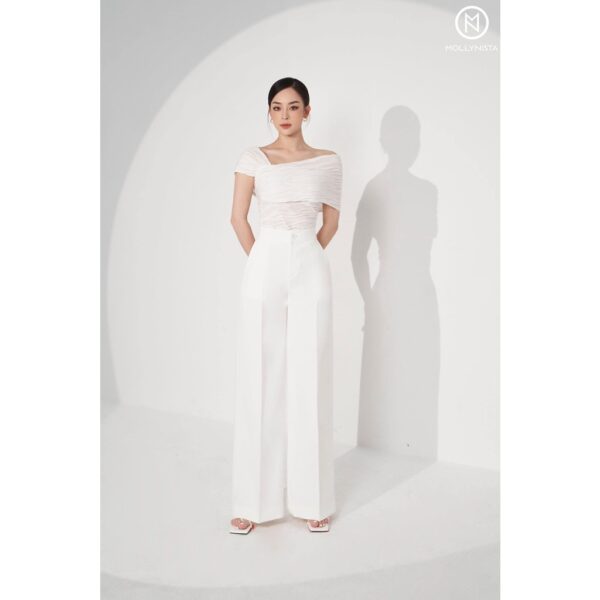 MOLLYNISTA - Áo Fuzzy thun chéo vai quyến rũ nữ tính thiết kế cao cấp đi chơi đi tiệc gợi cảm - Hình ảnh 6