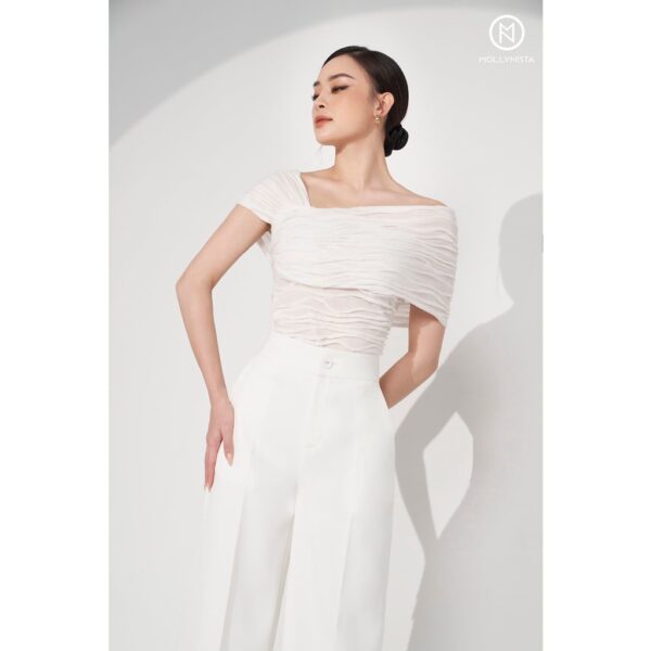 MOLLYNISTA - Áo Fuzzy thun chéo vai quyến rũ nữ tính thiết kế cao cấp đi chơi đi tiệc gợi cảm - Hình ảnh 8