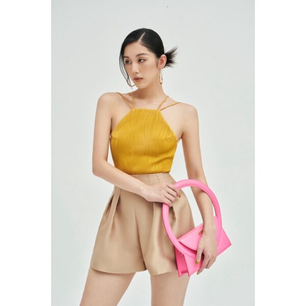 MOLLYNISTA - Áo Lita yếm thun gân hở lưng quyến rũ nữ tính thiết kế cao cấp đi chơi đi tiệc gợi cảm - Ảnh 2