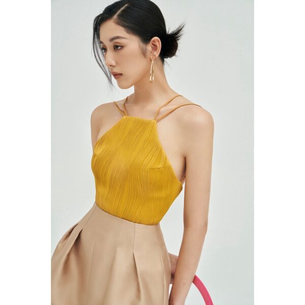 MOLLYNISTA - Áo Lita yếm thun gân hở lưng quyến rũ nữ tính thiết kế cao cấp đi chơi đi tiệc gợi cảm - Ảnh 6