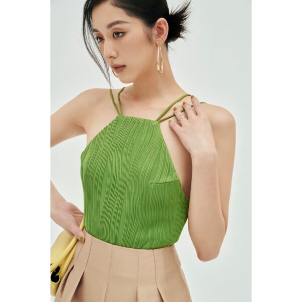 MOLLYNISTA - Áo Lita yếm thun gân hở lưng quyến rũ nữ tính thiết kế cao cấp đi chơi đi tiệc gợi cảm - Ảnh 8