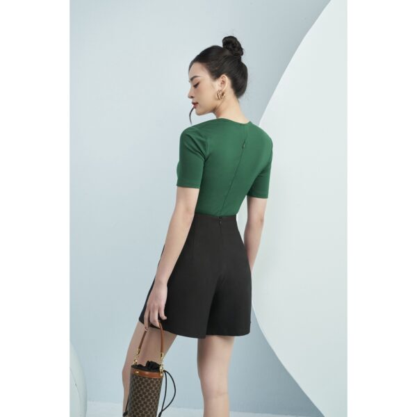 MOLLYNISTA - Áo Yany khoét cổ thun mịn cao cấp nhún cổ chéo quyến rũ nữ tính thiết kế cao cấp đi chơi đi tiệc gợi cảm - Hình ảnh 6