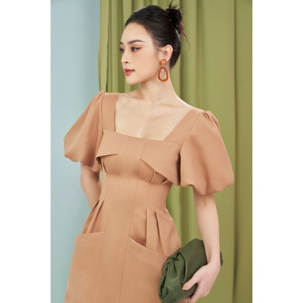 MOLLYNISTA - Đầm Alder xếp ly eo 2 túi chéo quyến rũ nữ tính thiết kế cao cấp đi chơi đi tiệc gợi cảm - Ảnh 8