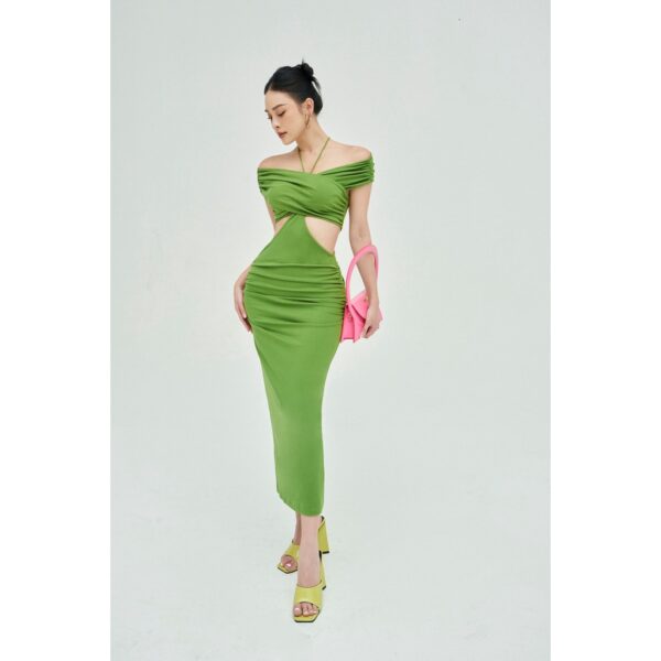 MOLLYNISTA - Đầm Jolio thun cut out khoét chéo ngực quyến rũ nữ tính thiết kế cao cấp đi chơi đi tiệc gợi cảm - Ảnh 2
