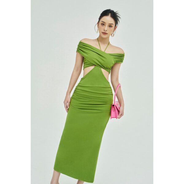 MOLLYNISTA - Đầm Jolio thun cut out khoét chéo ngực quyến rũ nữ tính thiết kế cao cấp đi chơi đi tiệc gợi cảm - Ảnh 5