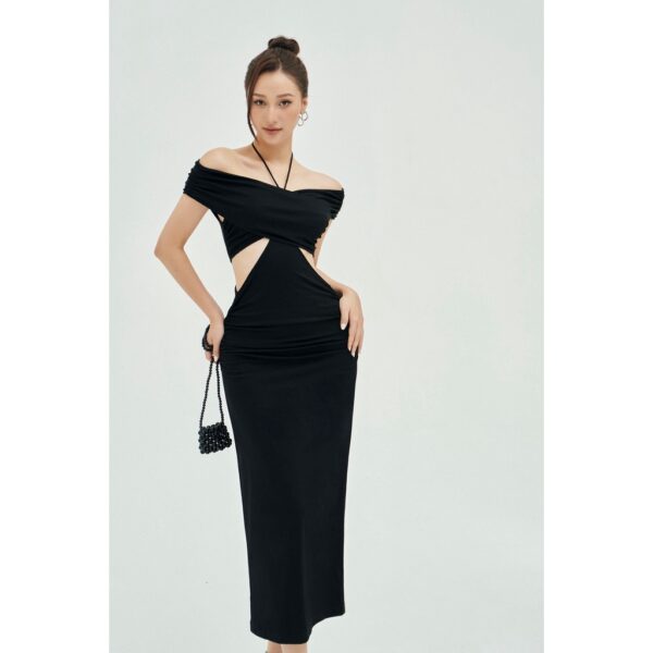 MOLLYNISTA - Đầm Jolio thun cut out khoét chéo ngực quyến rũ nữ tính thiết kế cao cấp đi chơi đi tiệc gợi cảm - Ảnh 6