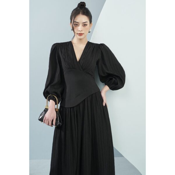 MOLLYNISTA - Đầm Lenia tay dài bồng phối eo quyến rũ nữ tính thiết kế cao cấp đi chơi đi tiệc gợi cảm - Hình ảnh 5