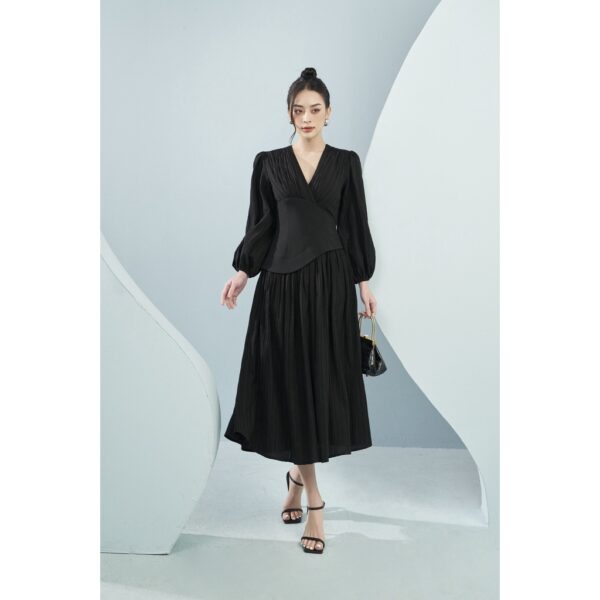 MOLLYNISTA - Đầm Lenia tay dài bồng phối eo quyến rũ nữ tính thiết kế cao cấp đi chơi đi tiệc gợi cảm - Hình ảnh 7